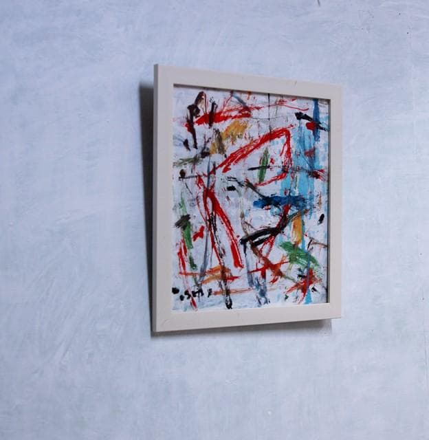 抽象画　　「彩-31」　色紙に油彩の抽象画、