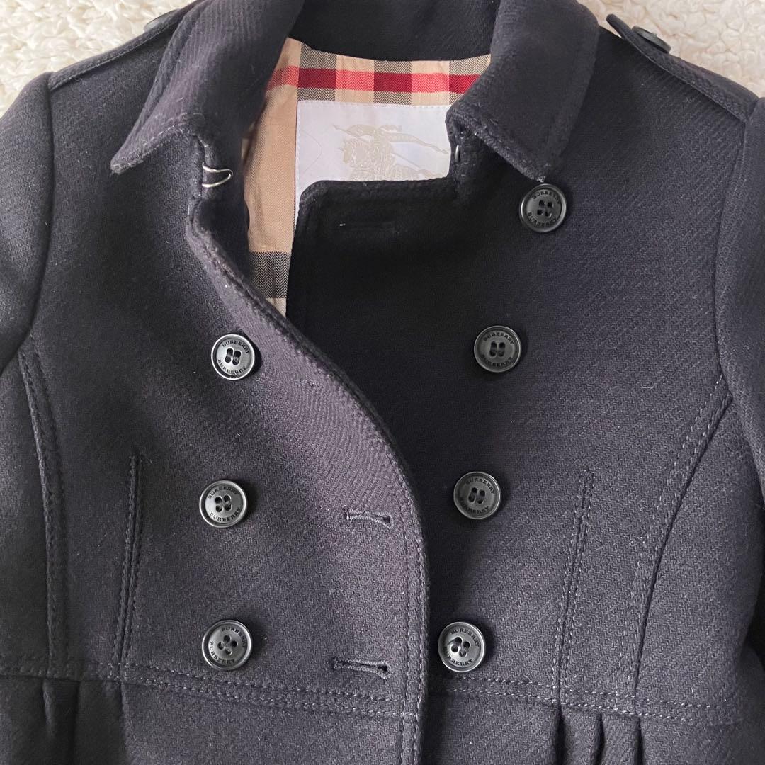 【美品】バーバリー チルドレン　カシミヤ&羊毛混 Pコート　ノバチェック　110