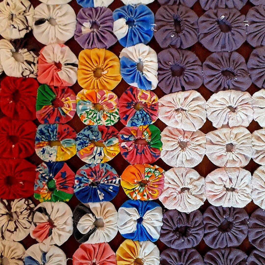 ⭐特大見事★アンティーク！ヨーヨーキルト　66⑧