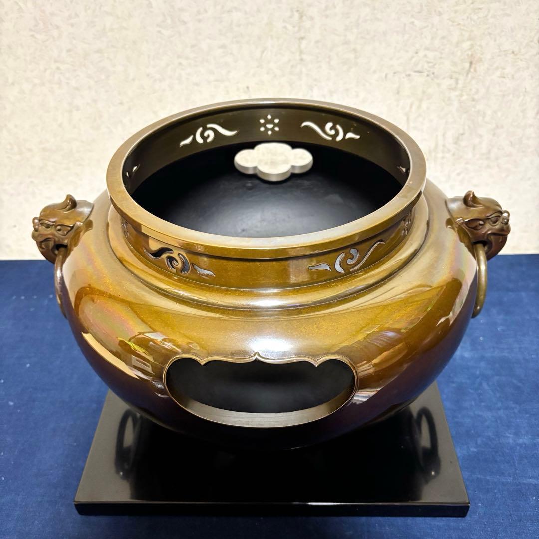 人間国宝高橋敬典/風炉/茶釜 /唐銅鬼面風炉/風炉釜/野々田電熱器/敷板/茶道具