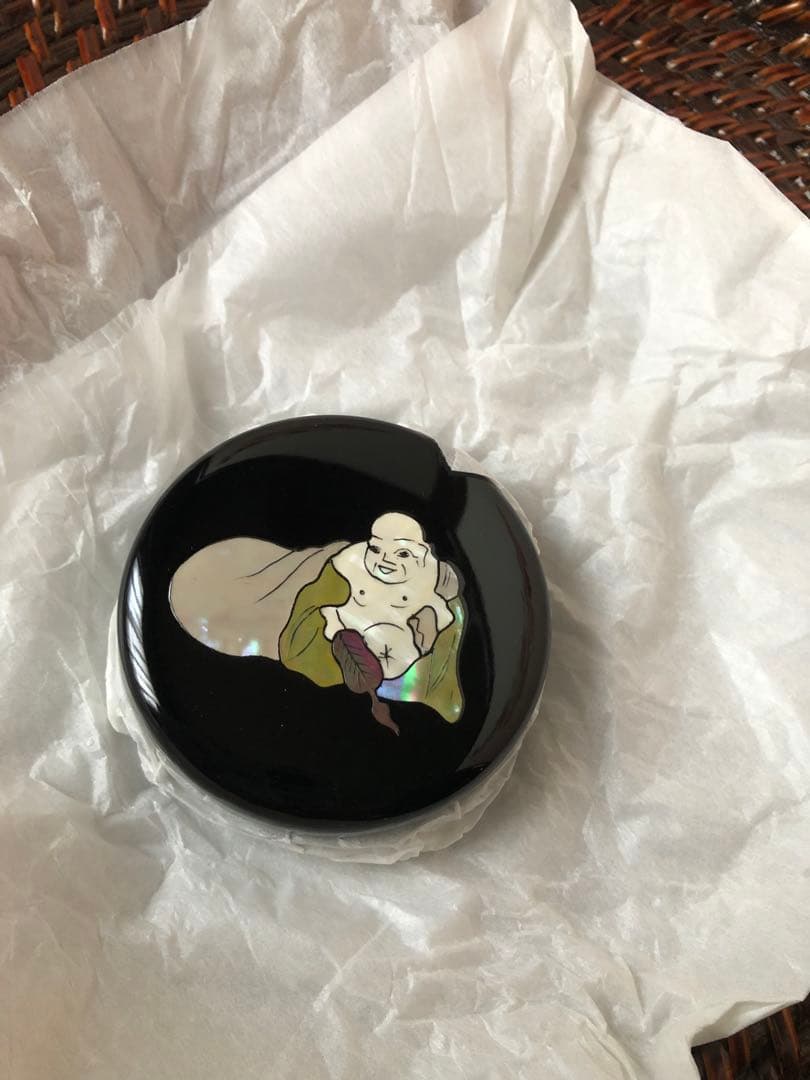 香合 貝入 布袋様 秀山 武蔵川秀山氏作 共箱入り