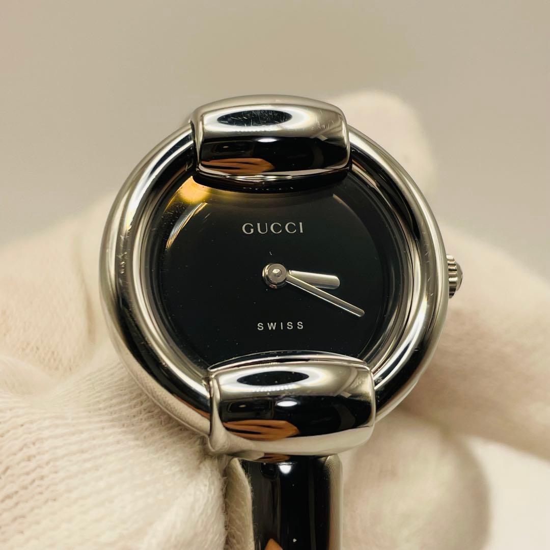 【稼働美品】GUCCI グッチ バングルウォッチ 1400L 腕時計 黒文字盤