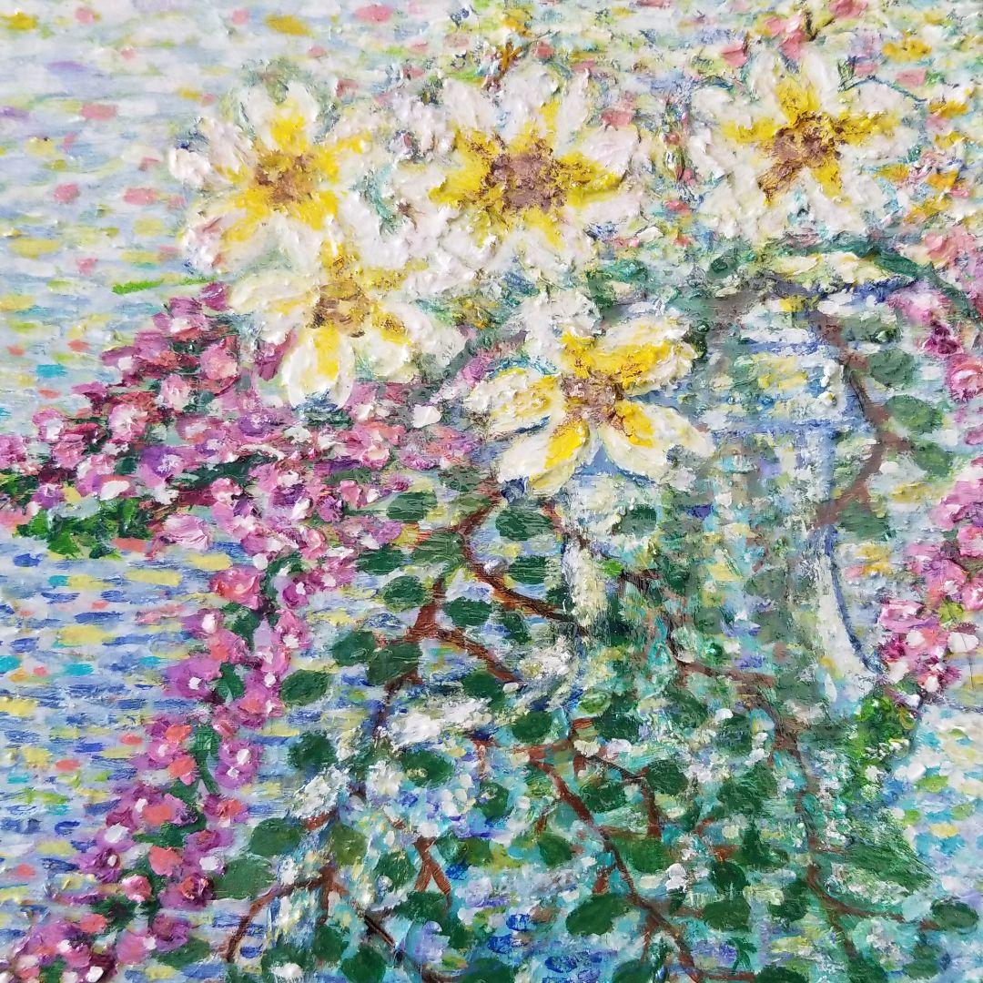 油絵　まろん　点で描いた静物