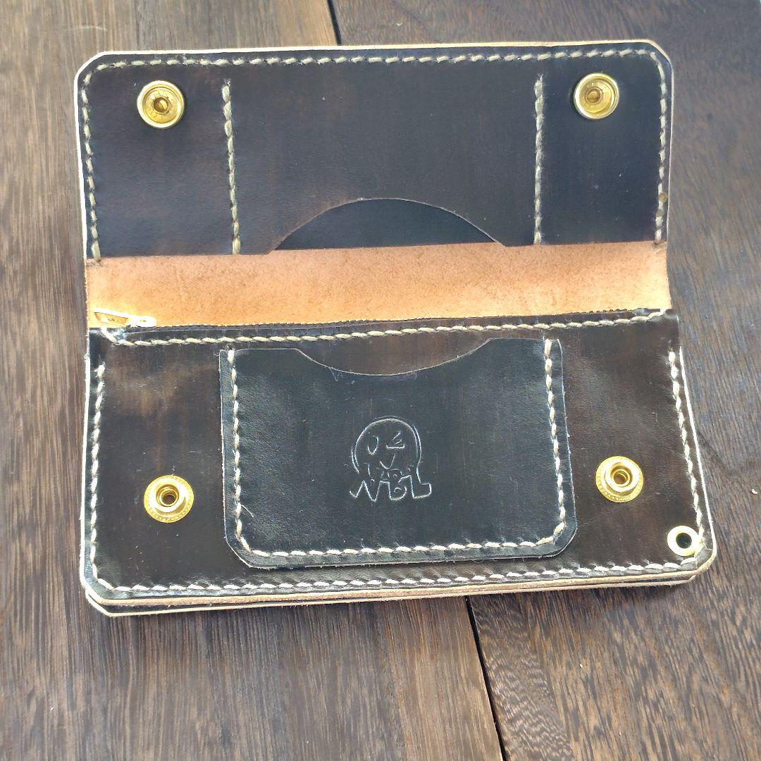 トラッカーウォレット 手染め 顔料仕上げ 2層