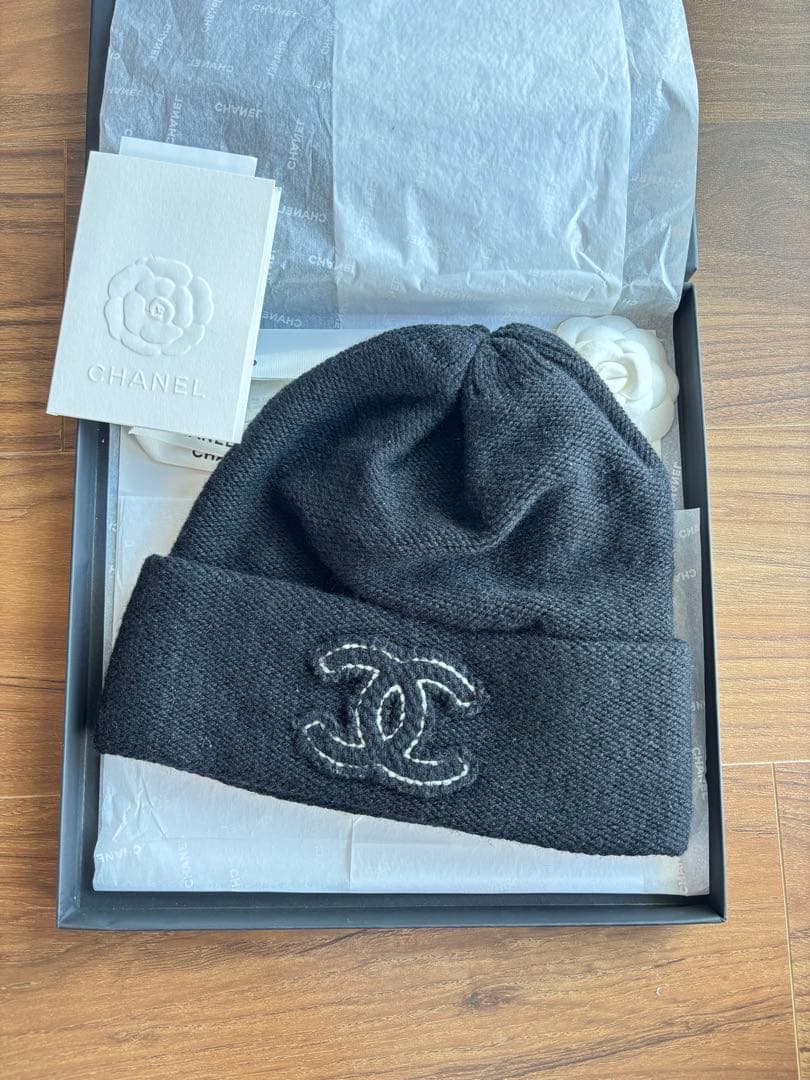 シャネル　ニットキャップ　ロゴニット帽　新品同様