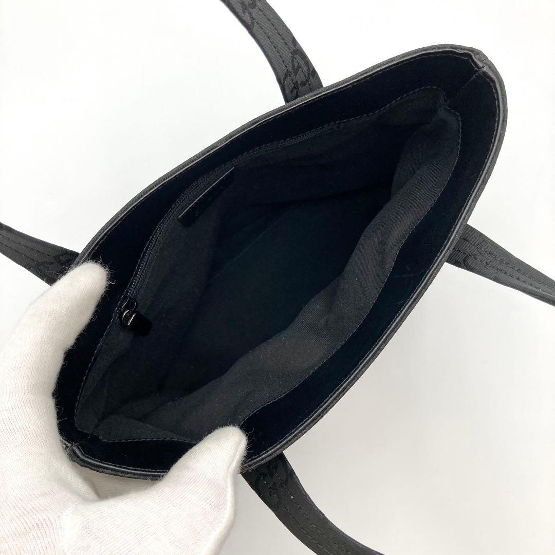 ヤス✨GUCCI ハンドバッグ 黒 ナイロン GG 総柄 モノグラム ミニ