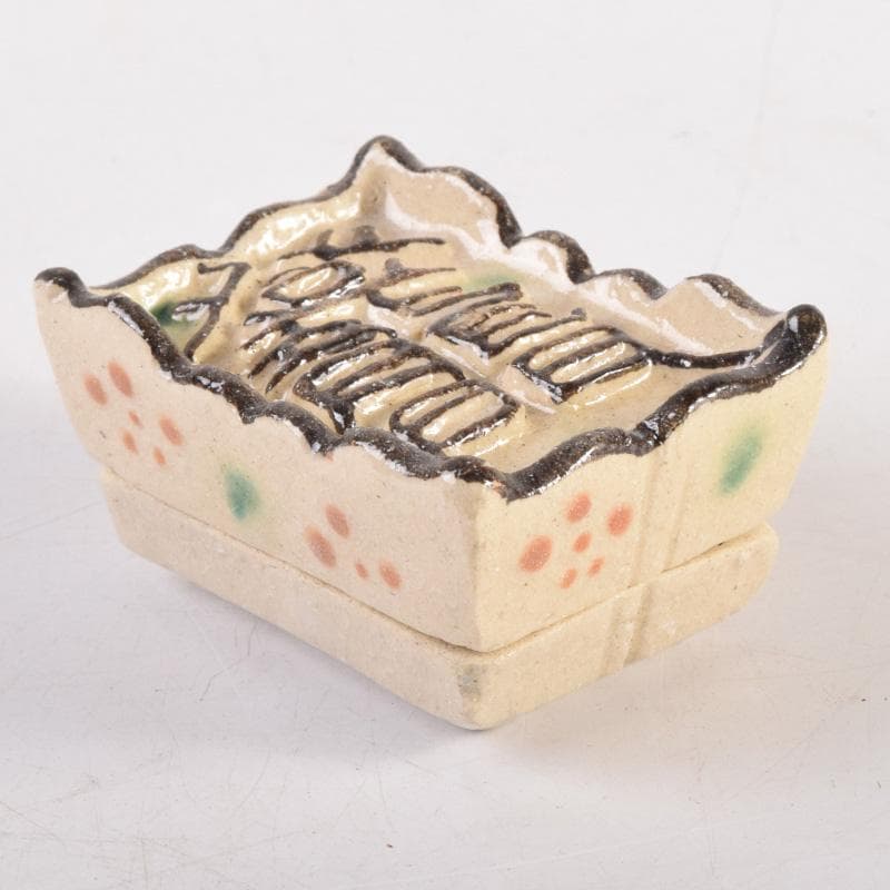 茶道具　桃山窯作　登龍門　干支香合　弥七田織部写　共布共箱　V　8323