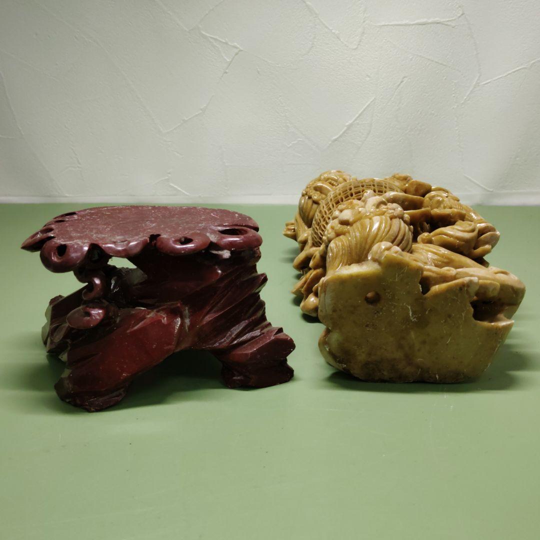 中国美術? 石彫刻 獅子 狛犬 置物 オブジェ インテリア