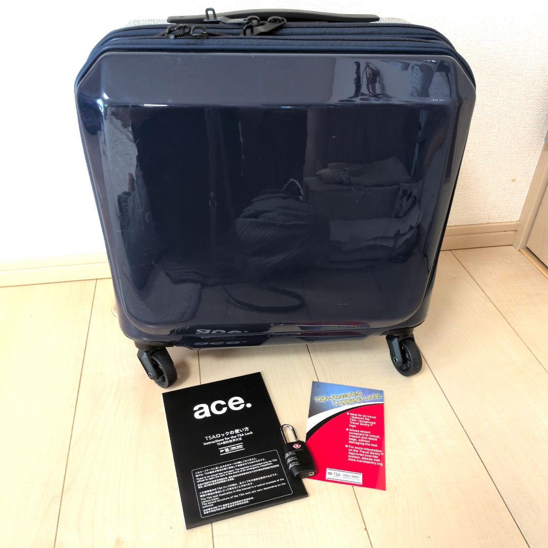 【美品】 エース スーツケース 機内持ち込み可 25L ネイビー スクエア型