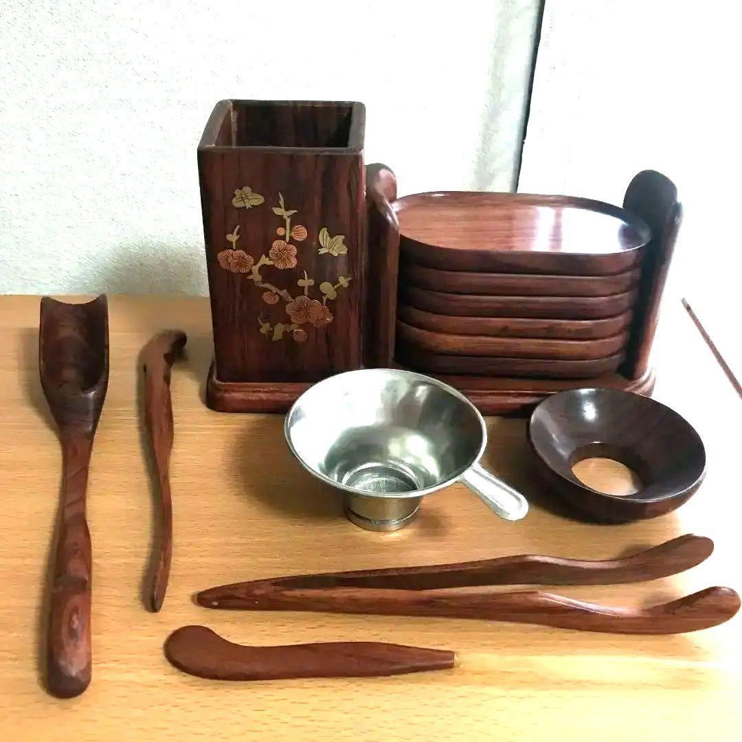 〈新品未使用〉中国茶器　 茶道　茶器　木製　茶道具