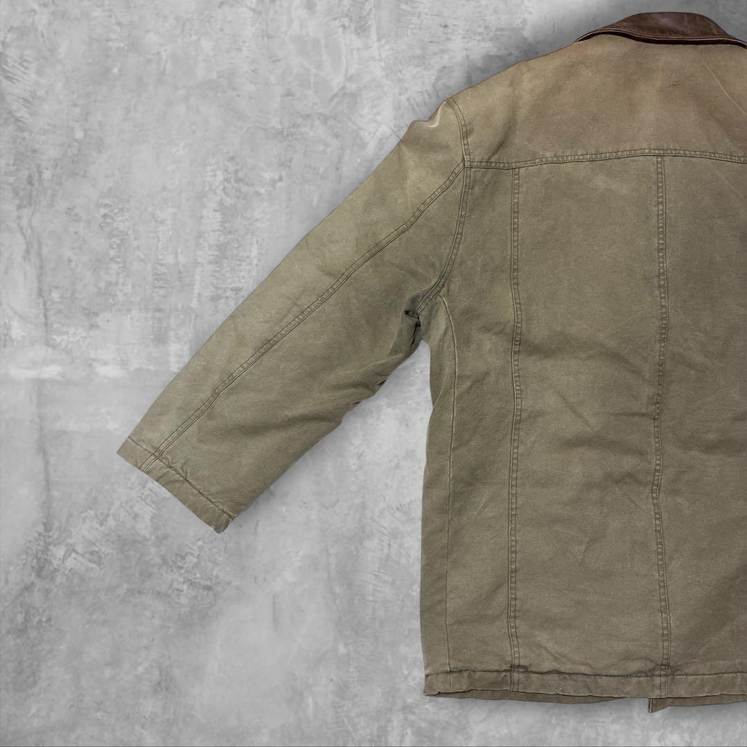 Paramountスタジオ衣装ダック地コート XLレザーカラー 90s00s古着