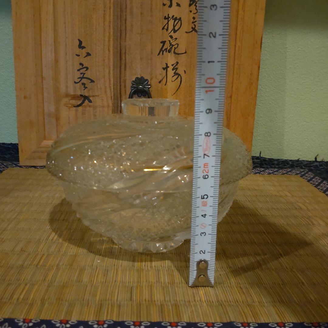 須田秀石　茶懐石用　江戸切子　金彩外蓋葉物碗揃　六客セット