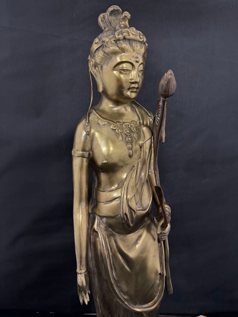大型　観音 菩薩 銅製 仏像 彫刻 置物 開運 風水 骨董 古美術 アンティーク