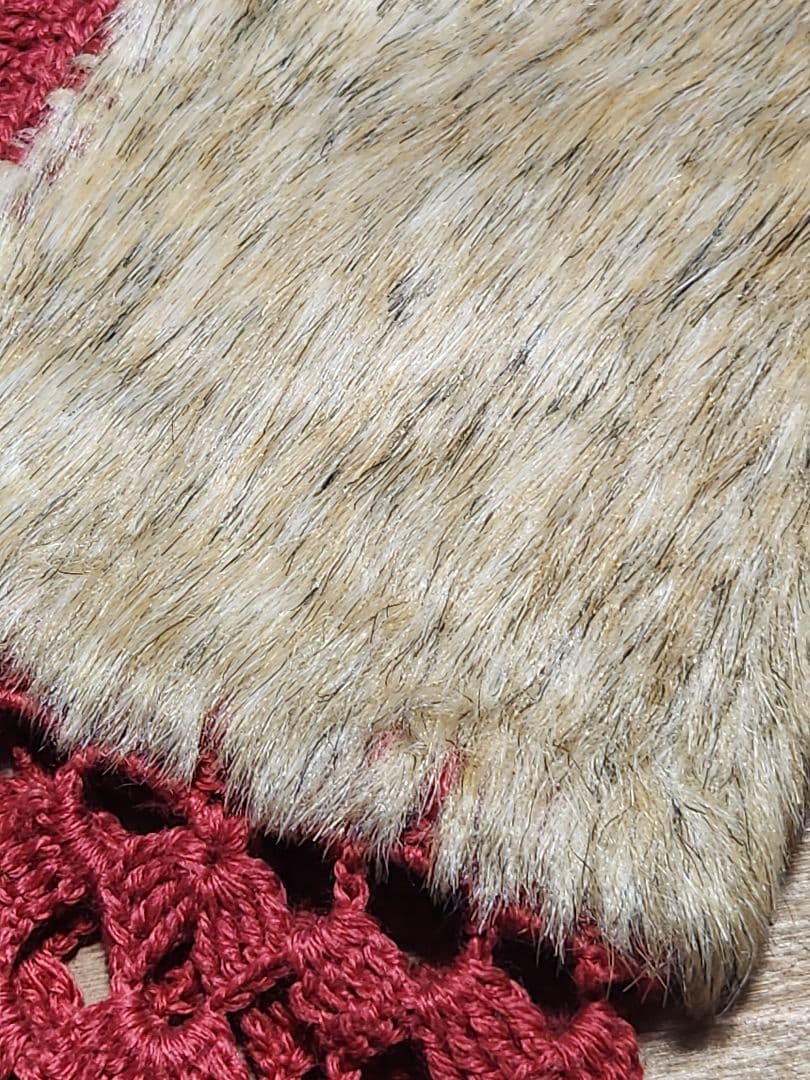 新品　希少　R100%　グラニースクエアニット　ファー付き　ロングスカート