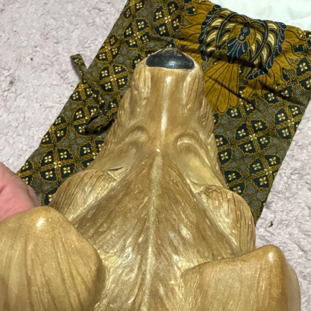 木製犬面 能面 伝統的装飾付き　狐