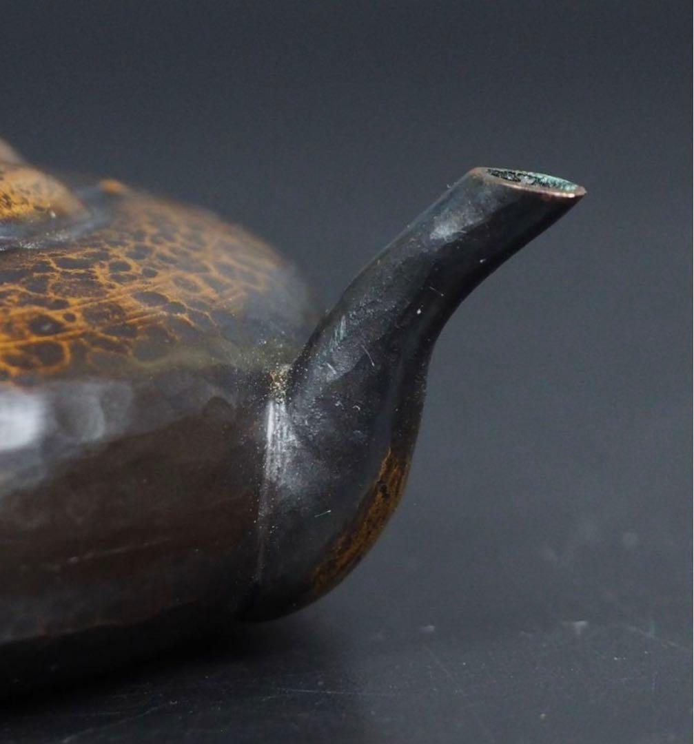 送料無料　明治金工 華石作 鎚目梅花模様水滴 珍品書道具