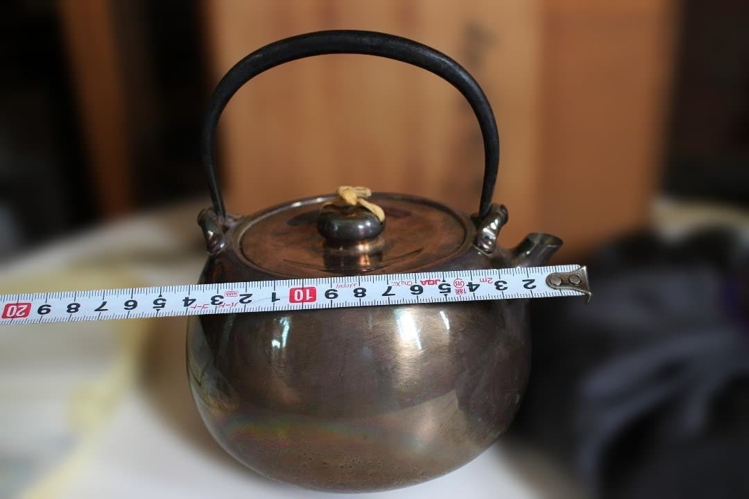 北村静香作　南鐐鉄の釣湯沸　共箱　純銀銀瓶430g　 急須茶道具茶器茶托茶碗茶筒