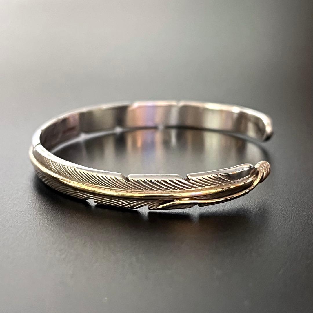 ナバホ ハーヴィーメイス 12KGF フェザー バングル インディアンジュエリー