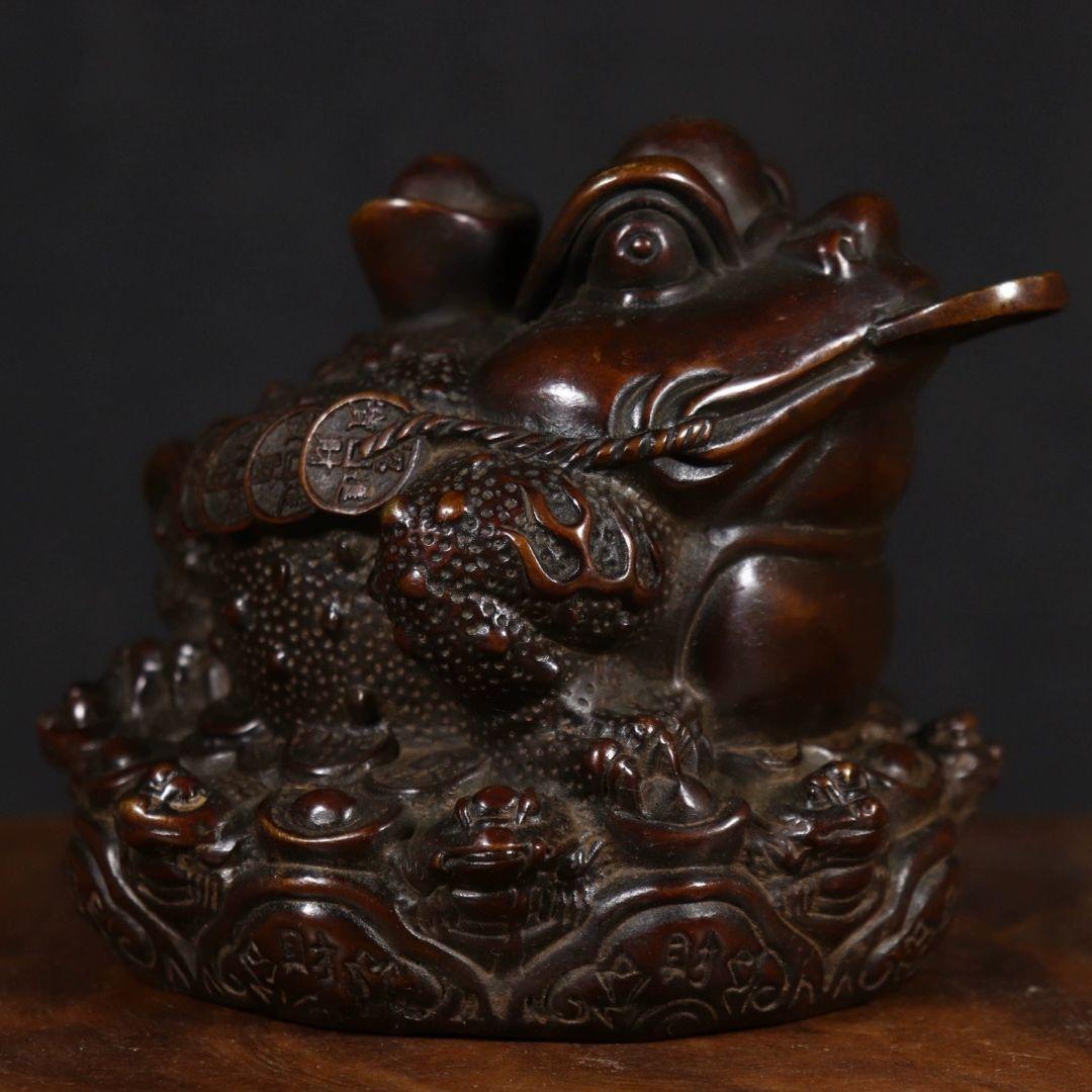 銅製 金蟾 招財進宝 開運 風水 招財 置物 工芸品 装飾品