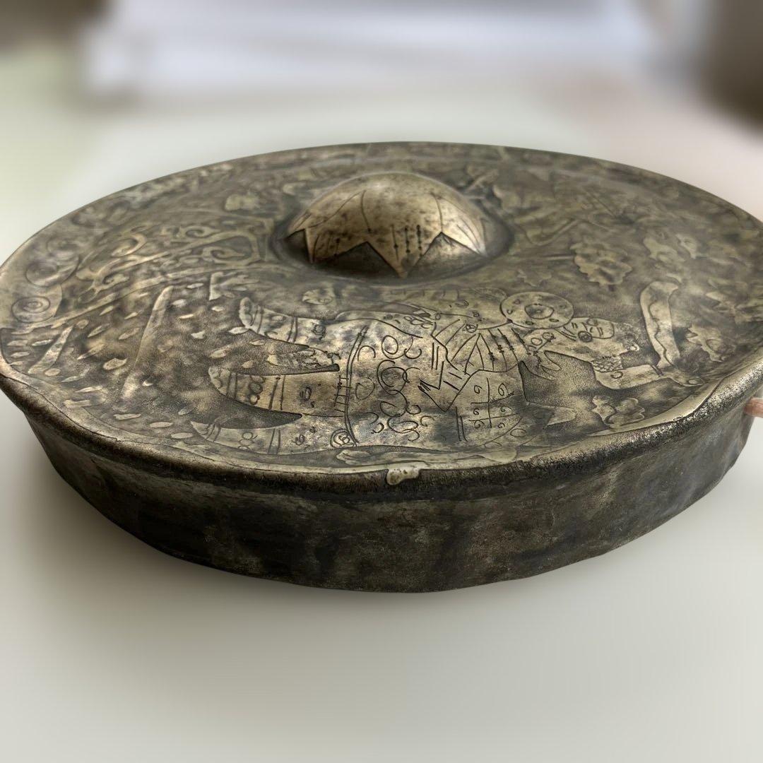 金属製打楽器　中国　チベット　ゴング　ドラ　銅鑼　アンティーク　民族楽器