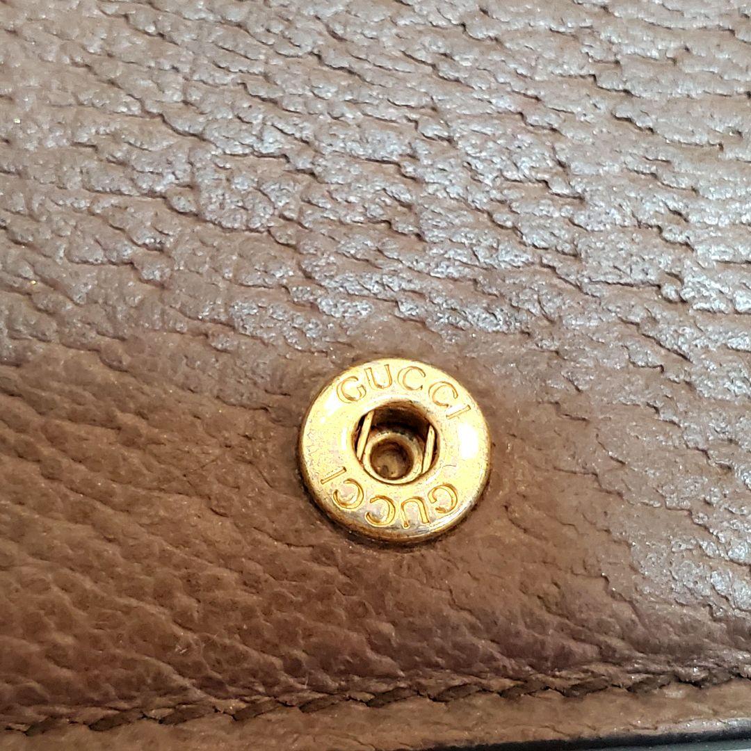 美品 グッチ シェリーライン オフディア 二つ折り財布 小銭入れ付き 茶