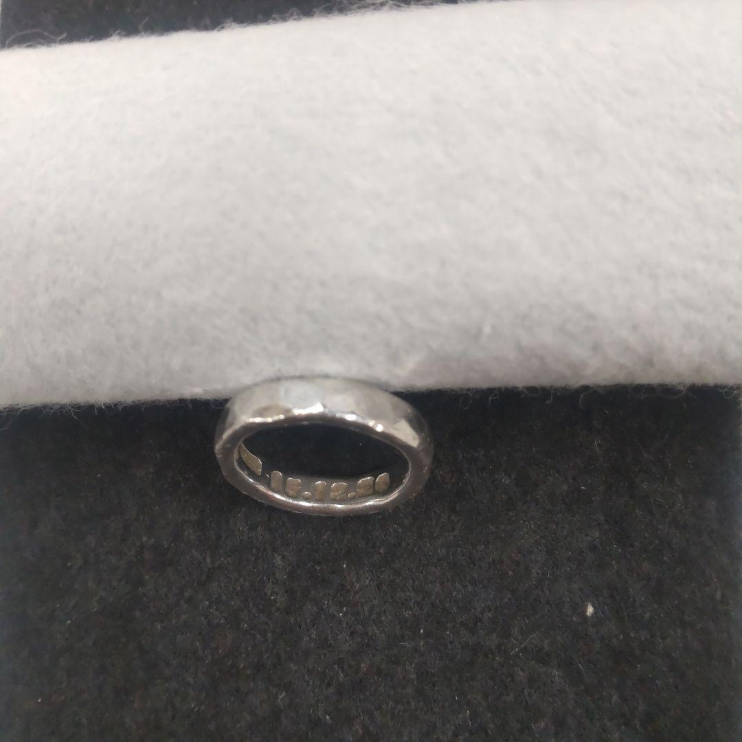 市松　リング　シルバー　槌目模様　槌目加工　約2号