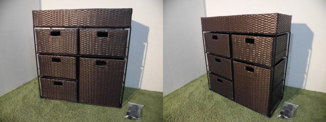 アウトレット【送料無料・新品】ラタン風★サニタリー★ワイドランドリーチェスト