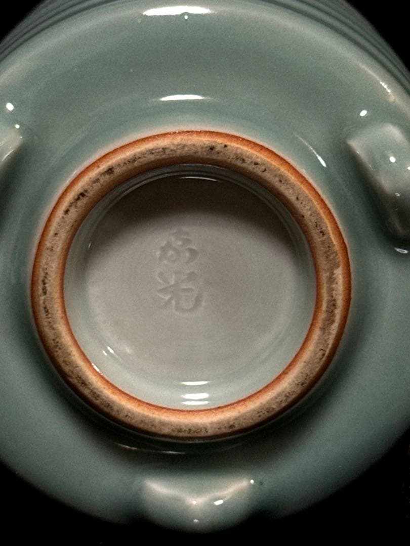 超絶技巧 金工師 在銘 純銀 火屋付 嘉光 造 青磁 輪線筒型 香炉 桐共箱付