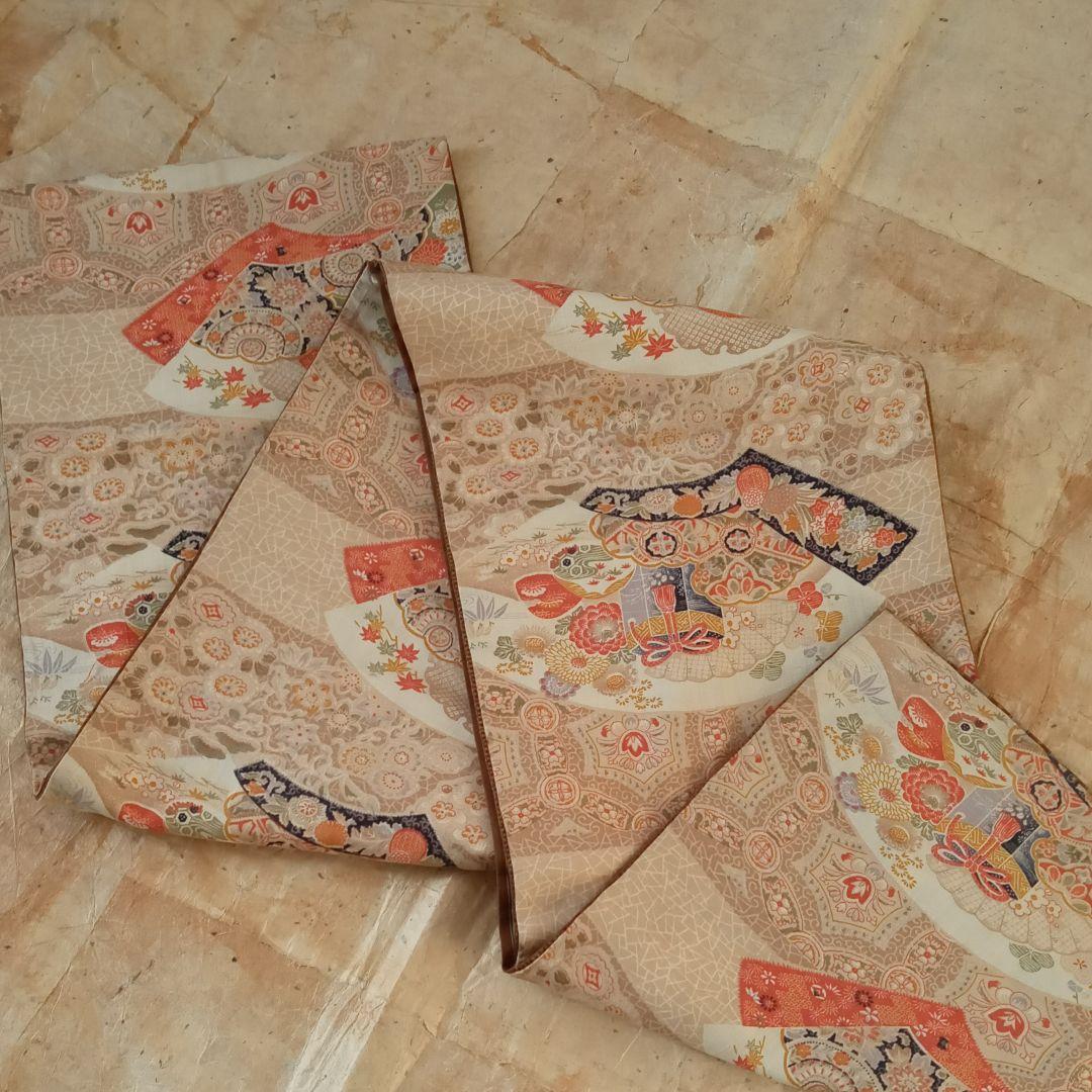 友禅　型友禅　帯　アンティーク　リメイク