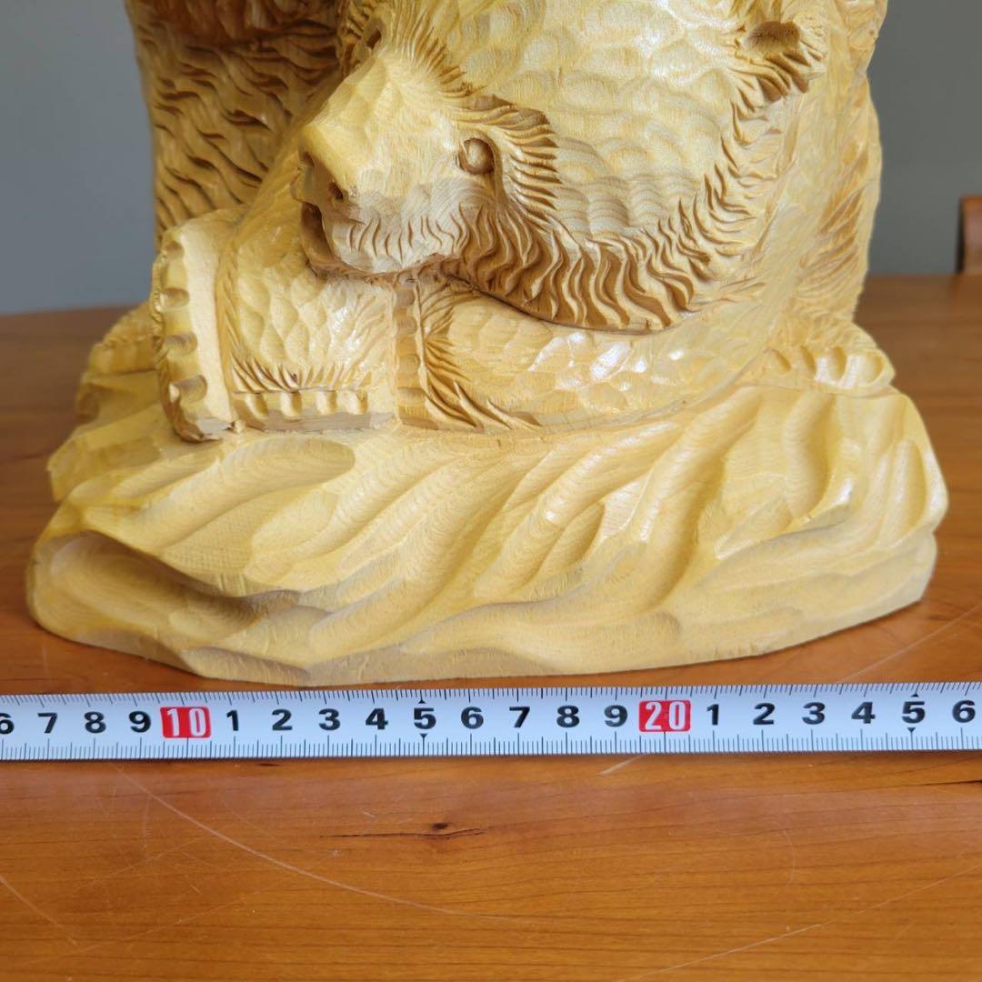 【匿名発送】木彫りの熊　親子熊　木工品　工芸品　置物　熊2匹　電話台　未使用