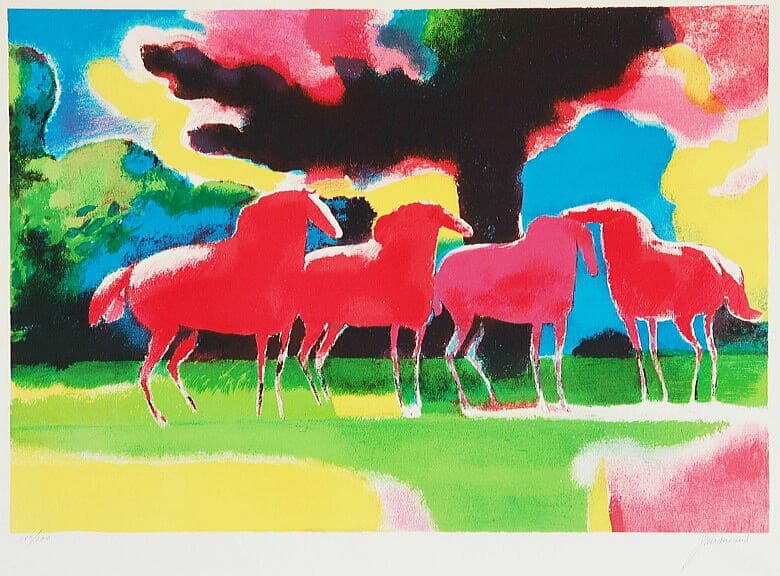 ポール ギヤマン リトグラフ 「赤い馬」