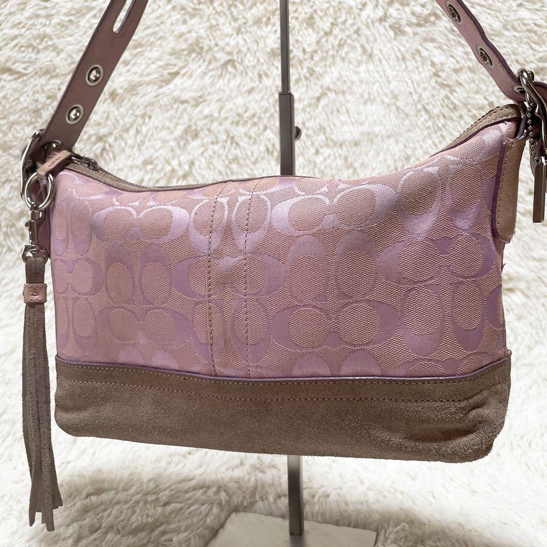 バッグ COACH shoulder bag tassel Signature pink