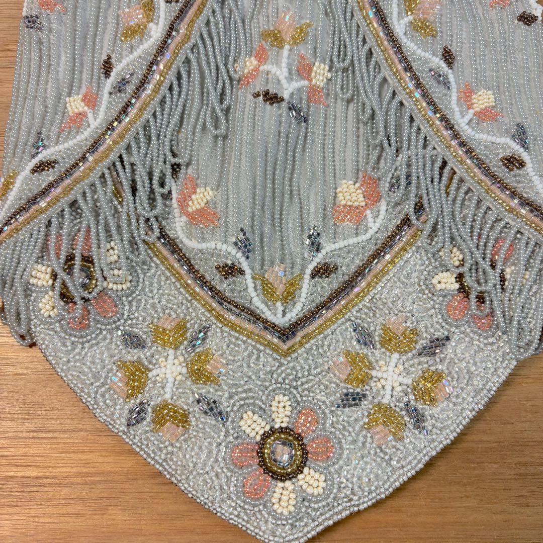 美品◇ヴィンテージ◇レトロ ビーズバッグ◇和装バッグ◇パーティーバッグ◇グレー