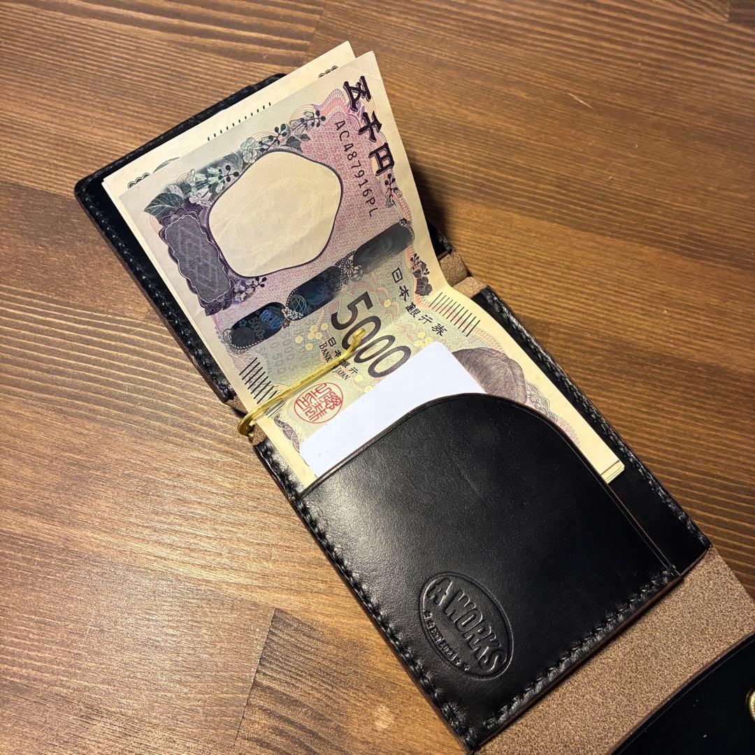 マネークリップ　ホーウィン社　クロムエクセル　丘染め　茶芯　トラッカーウォレット