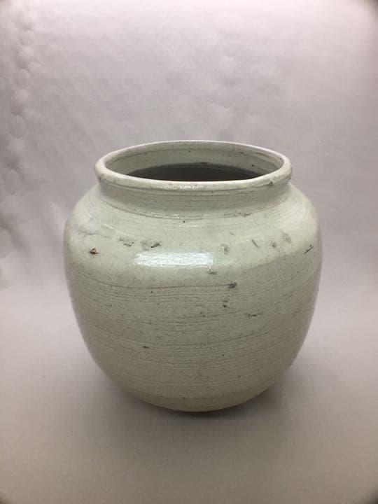 李朝白磁広口壺◆李朝前期◆無キズ◆送料無料◆李朝白磁◆水指◆茶道具◆茶