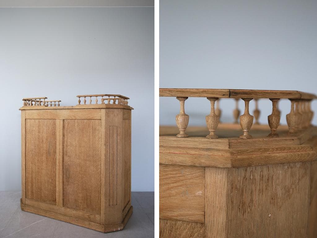 フランスアンティーク木製ショップカウンター/レジ台/テーブル机(90-148)