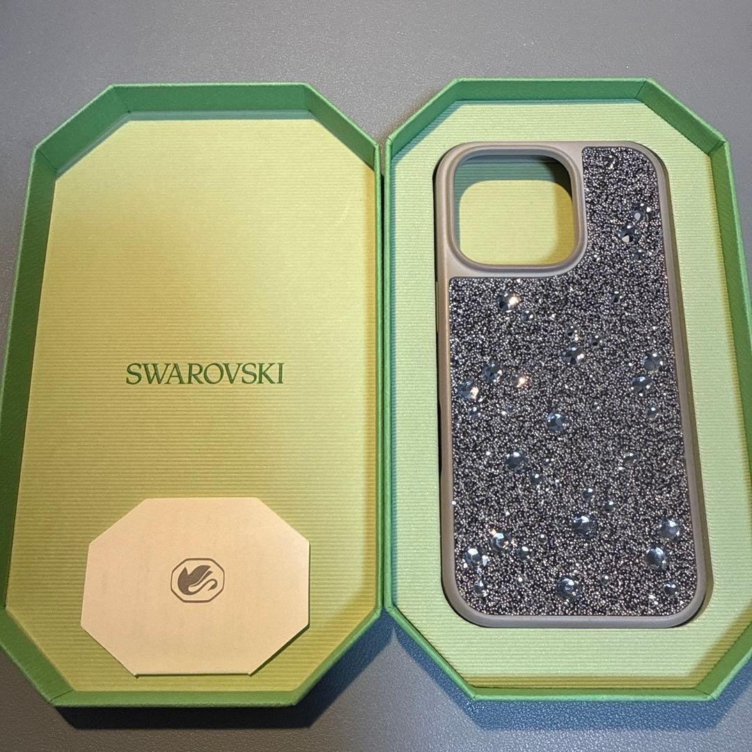 グリッター iPhoneケース シルバー系 スワロフスキー