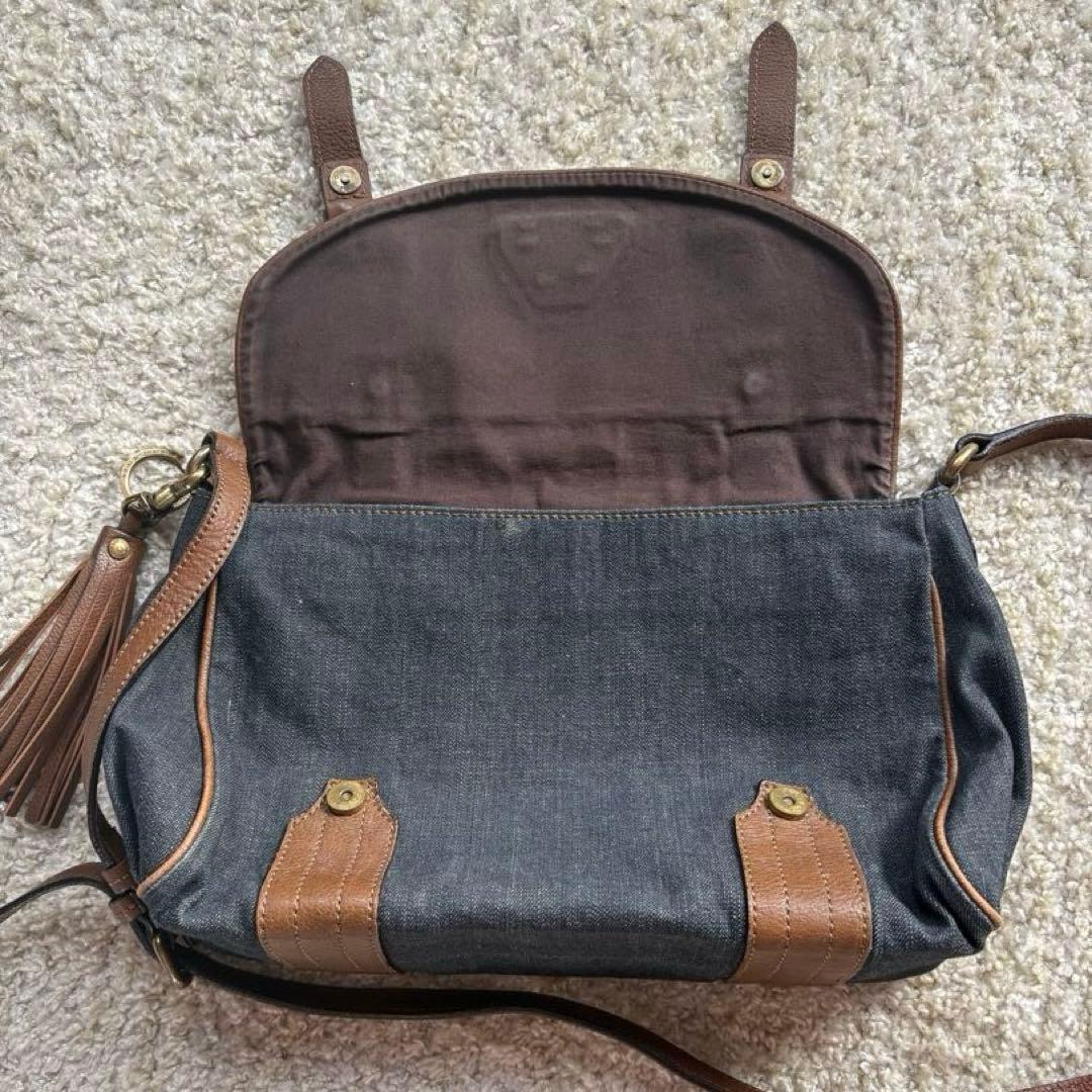 BURBERRY LONDON BLUE LABEL デニム地　タッセル　バッグ