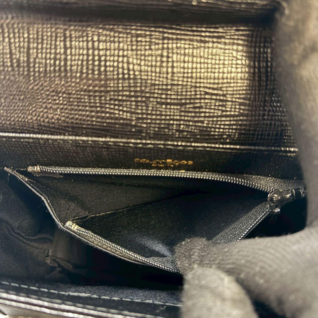 【極美品】クレージュ 2way ハンドバッグ レザー ロゴ金具 ブラック