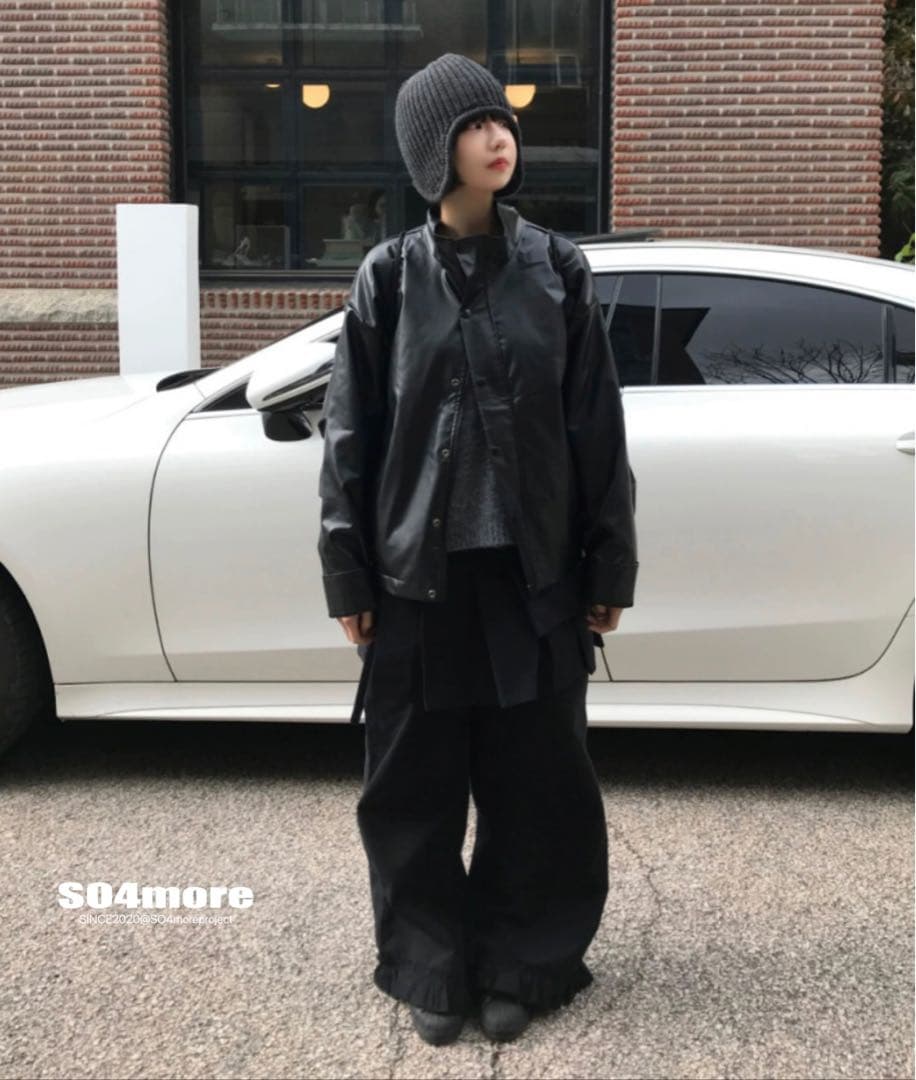 レイヤードスカートパンツ ラップパンツ ワイド スラックス 韓国