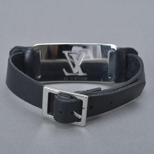 ルイヴィトン ブラスレ シャンゼリゼ ブレスレット バングル シルバー黒 レザー