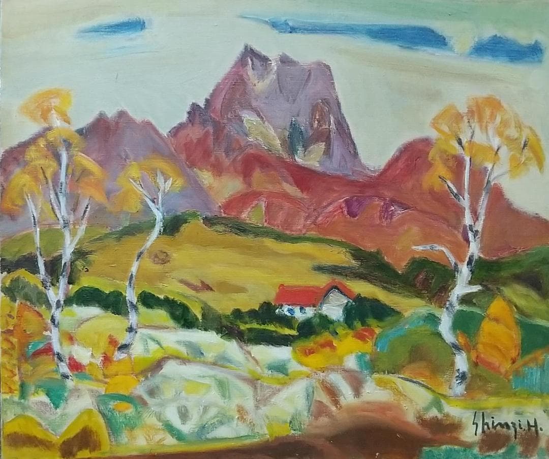 F8  「晩秋妙高高原」 絵画 油絵