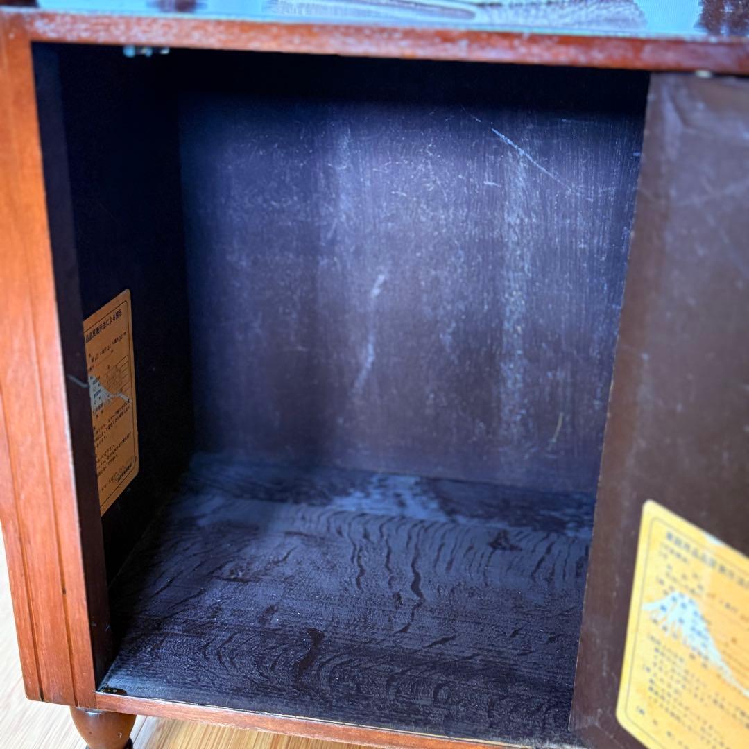 【 送料込み 】国産 ビンテージ 木製 ナイトテーブル 収納棚 引き出し付