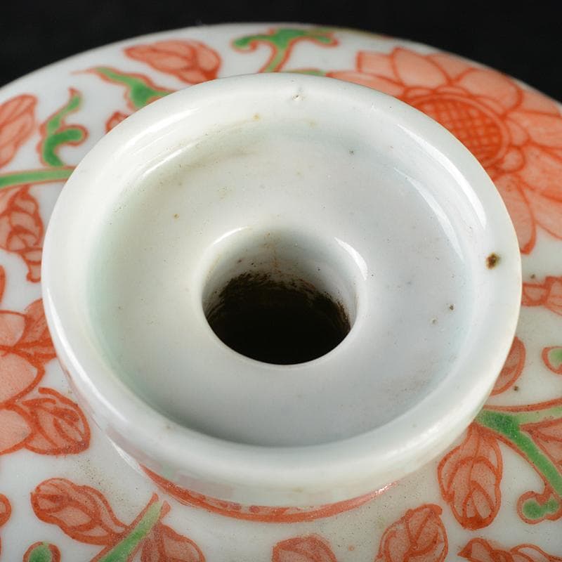 中国　大明萬暦年製款　赤絵　鳳凰人物文　梅瓶　V　R7283