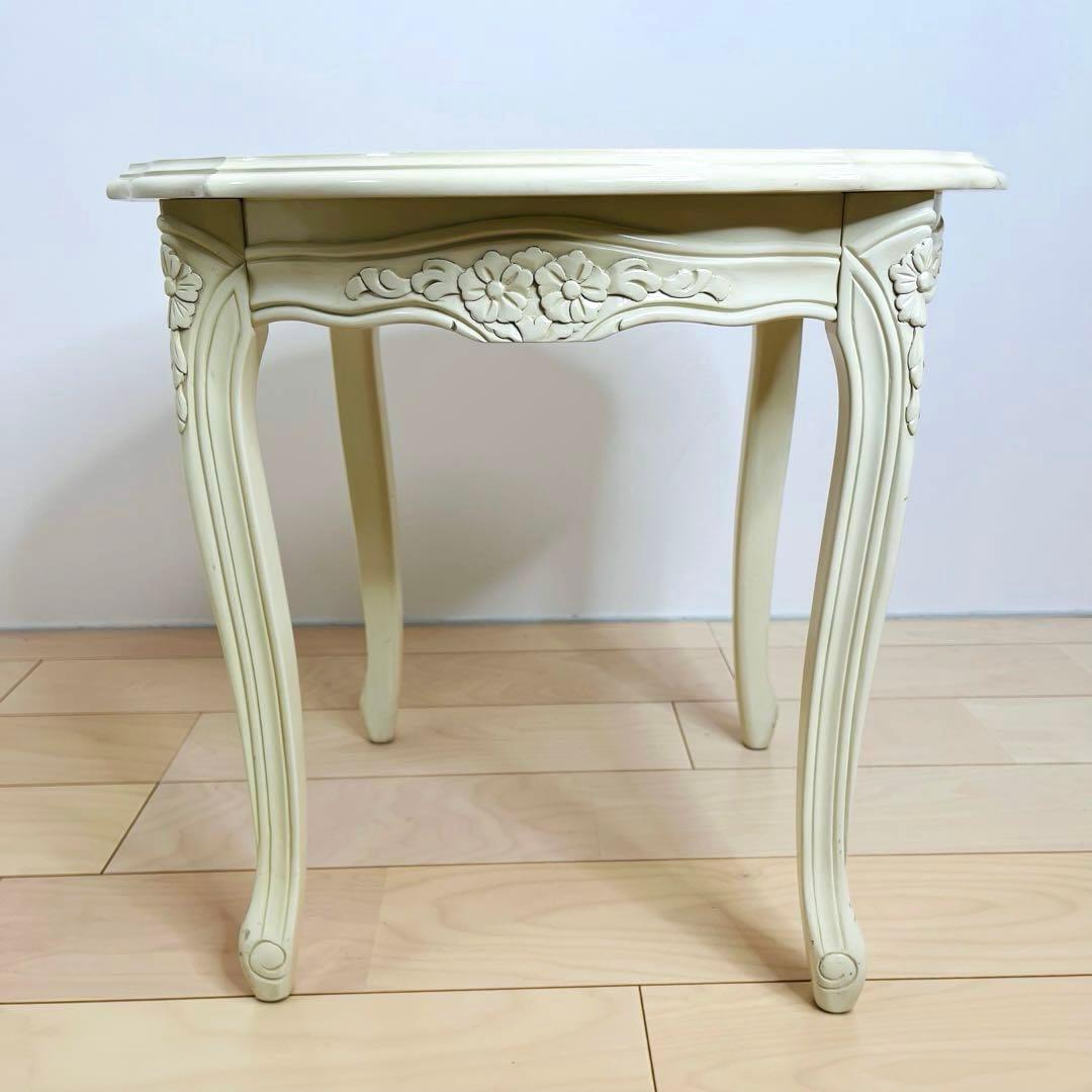 ロココ調　猫脚　ラウンド　ホワイト　テーブル　コーヒーテーブル　送料込み