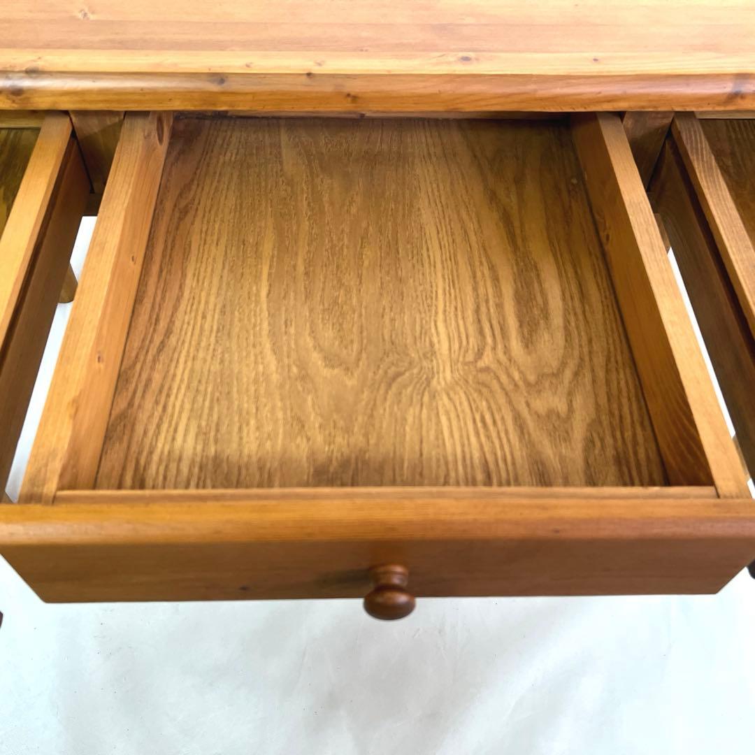 パイン材デスク・横幅120cm・作業台 引き出し付きテーブル・無垢材造り