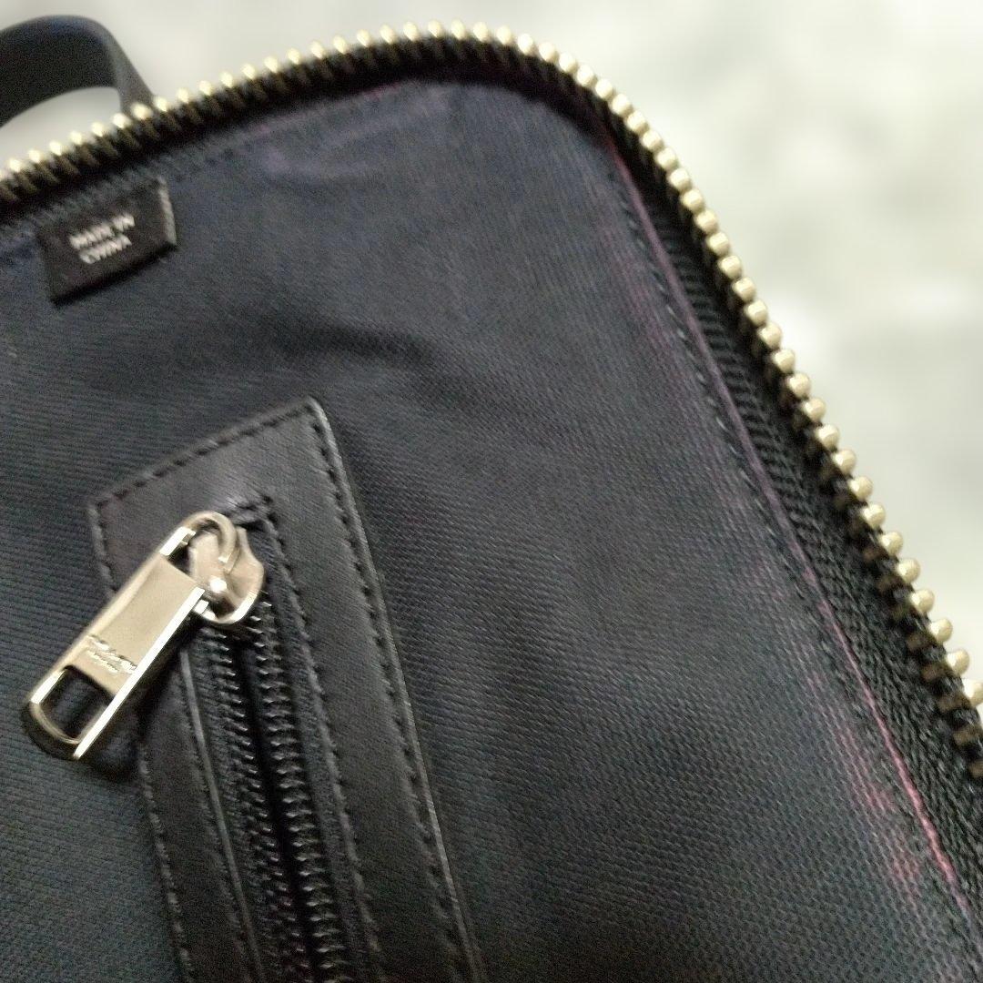 【美品】COACH コーチ ビジネスバッグ黒 レザー 刻印ロゴ A4収納可