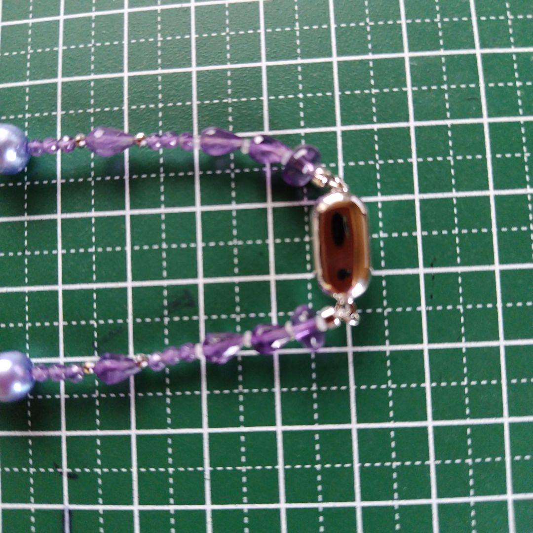 アコヤ真珠ラベンダーカラー(染)、各種アメジスト ネックレス