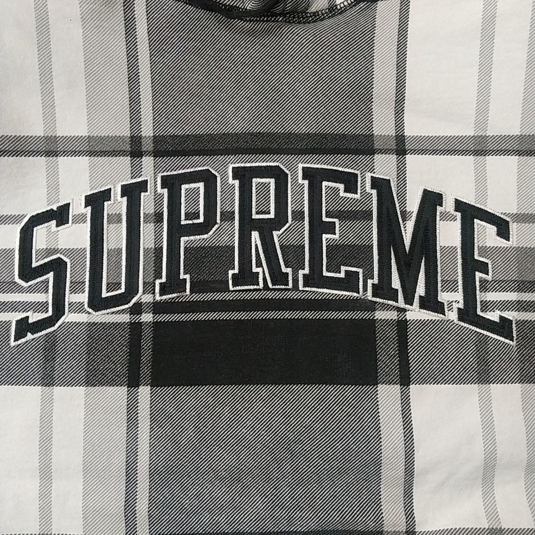 人気デザイン☆シュプリーム 刺繍 アーチロゴ チェック柄 パーカー M