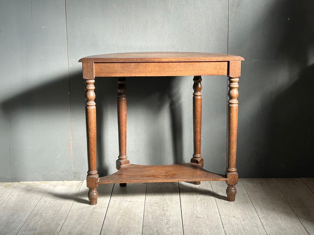 希少　イギリス　アンティーク　オーク材　シンプル　ハーフムーン　ろくろ　IG